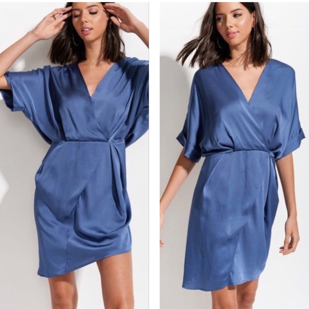 🌟🏙 Wrap Front Satin Dress